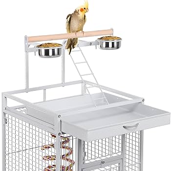 バードスタンド Amazon.com : Yaheetech Wrought Iron Bird Cages, Play Top